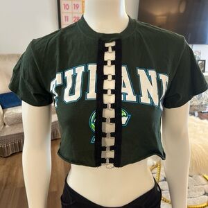 Upcycled Cropped Tulane University T-Shirt